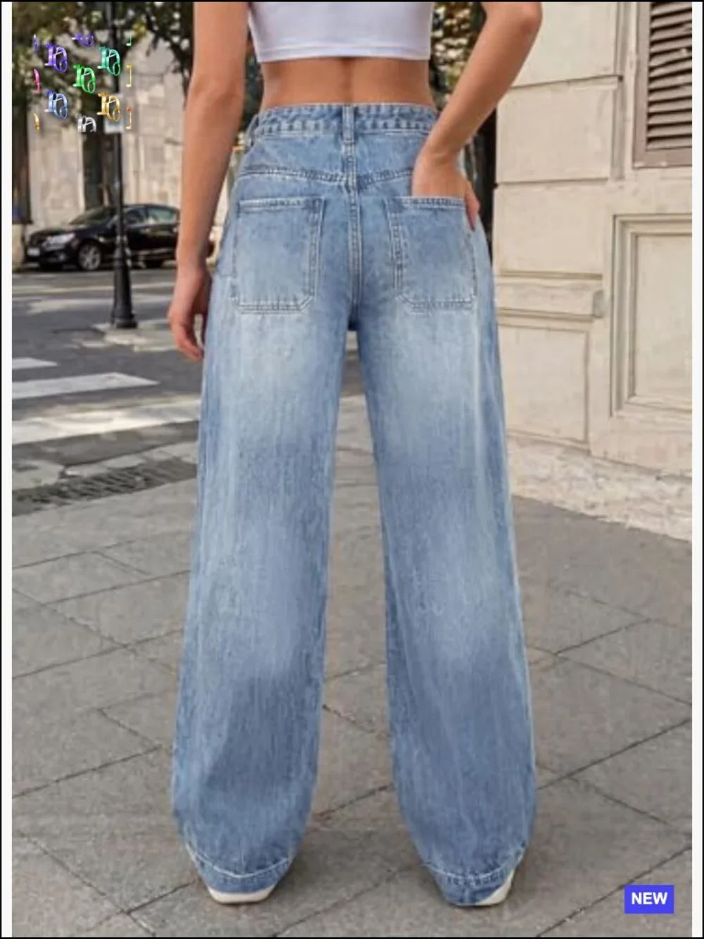Baggy Jeans Mid-Low Waist Boyfriend Streetwear Wide Leg Denim Pants Y2K - Picture 5 of 7